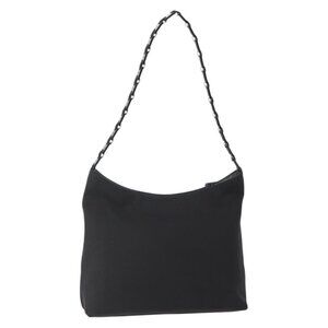 Authentic Salvatore Ferragamo Shoulder Bag Canvas Black Silver